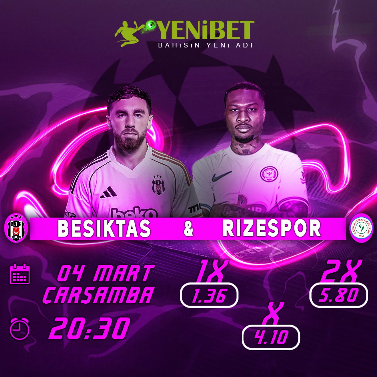 🏟️ Beşiktaş - Rizespor

👑 Avantajlı bonuslar ile kazanmak artık daha kolay!

✅Kazanmanın en güçlü ve en aktif hali YENİBET ile kazancınızın keyfine bakın..

🌹 yenibet123.com