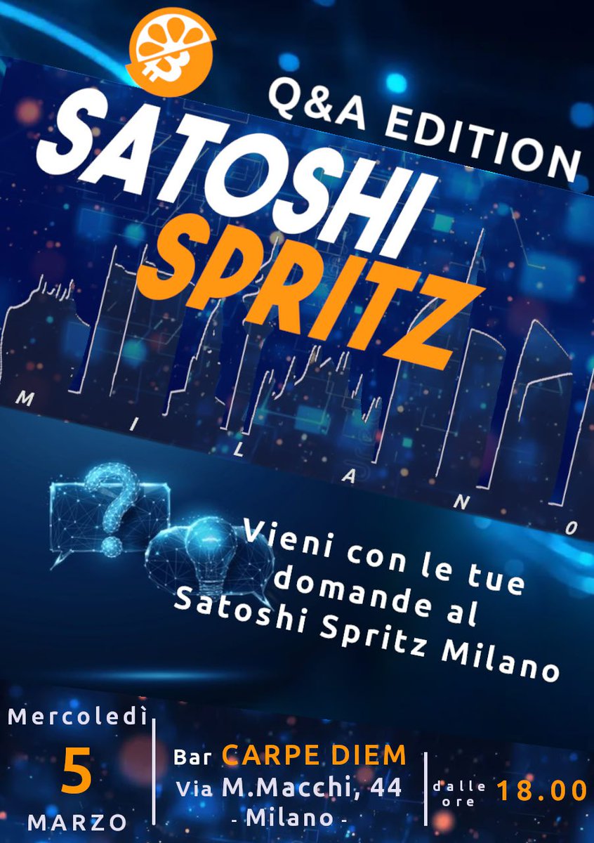 SatoshiSpritzPP's tweet photo. Troverai una bella compagnia e un luogo privacy-oriented dove imparare la qualità migliore di #Bitcoin, l'auto custodia 🧡
#SelfSovereign #sovranità #libertà #finanziaria #SatoshiSpritz https://t.co/yamwiixgde