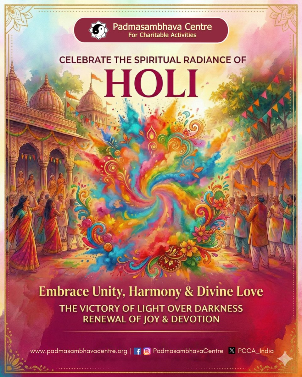 PCCA_INDIA's tweet photo. Celebrate the Spiritual Radiance of Holi 🌈

Holi is not just a festival of colours — it is the victory of light over darkness, love over separation, and joy over sorrow. https://t.co/JPZxzES7IW