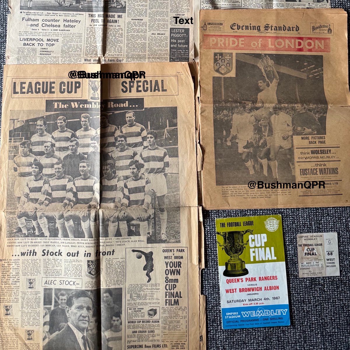 BushmanQPR's tweet image. #OTD in 1967 @QPR 3-2 @WBA What the papers say: Little #QPR win the League Cup Final at #Wembley
