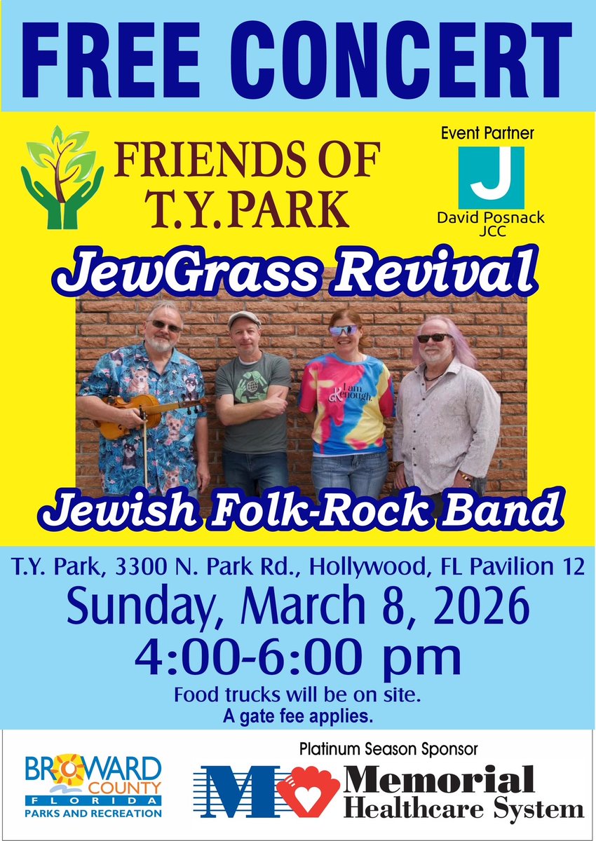 The next FREE concert, hosted by the #FriendsofTYPark, takes place this Sunday, March 8, from 4-6pm! Grab your lawn chairs and blankets and enjoy the music from local Jewish Folk-Rock band, JewGrass Revival! Gate fee of $3/vehicle (up to 8 occupants) applies.