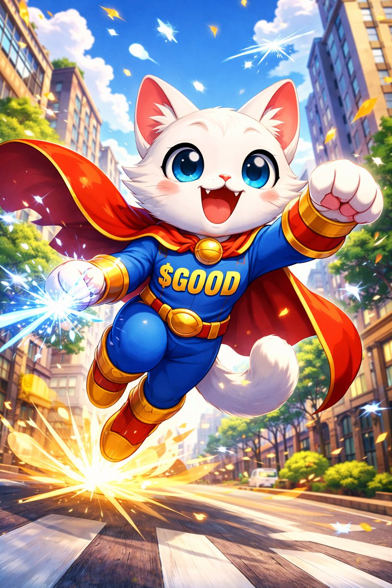 THIS IS NOT NORMAL ENERGY.
THIS IS $GOOD ENERGY.

Goodcatly is not just in the market… she is DOMINATING the skyline. Cape flying. Sparks blazing. Community roaring. Every move is power. Every push is pressure. Every holder is fuel.

Momentum is building. Volume is rising. Eyes