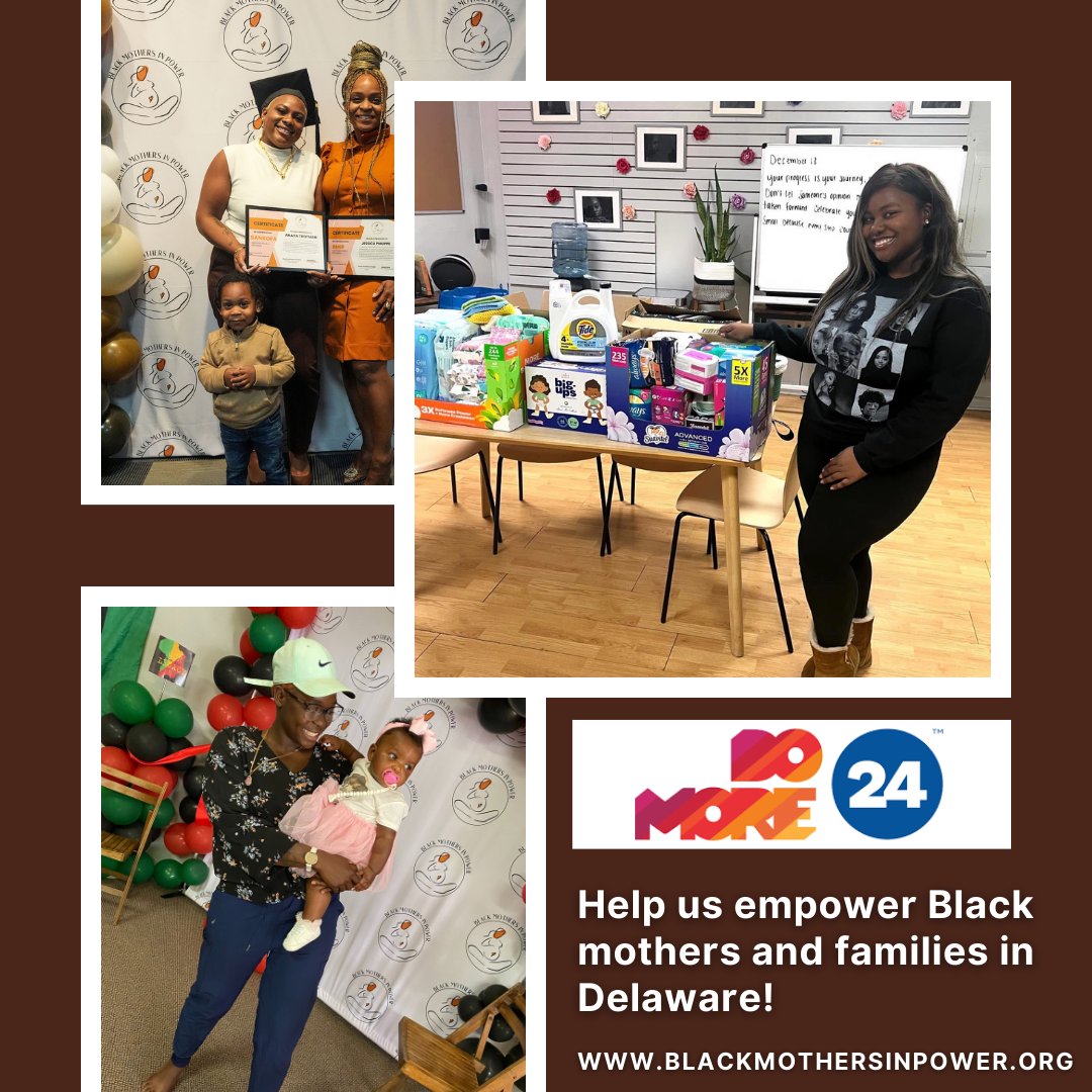bmipdelaware's tweet photo. Tomorrow at 6 PM, we kick off #DoMore24DE! Support Black Mothers In Power by donating until Friday evening.

Set your donation reminder: https://t.co/4lxzY2O9bY

#FundBlackWomen #FundBlackMothers #BlackMaternalHealth #InvestInBlackMothers #ReproductiveJustice #PowerInCommunity https://t.co/INTKffGxj9