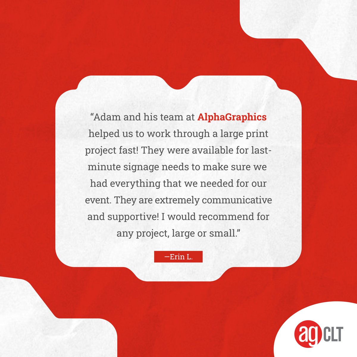 AlphaGraphics CLT tweet media