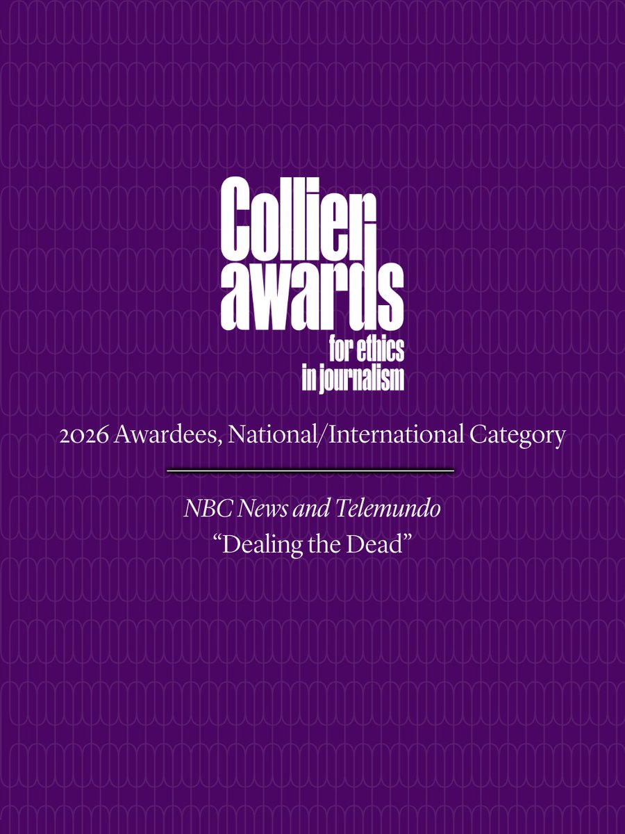 Ethical_News's tweet photo. In a challenging time for U.S. journalists, the Collier Awards for Ethics in Journalism commend rigorous and resolutely independent reporting. Announcing the 2026 national/international awardees:
@NBCNews @Telemundo 
@AP 
@TheAtlantic 
Press release here: https://t.co/FdVERpeS8Z https://t.co/W3OcBYqk5l