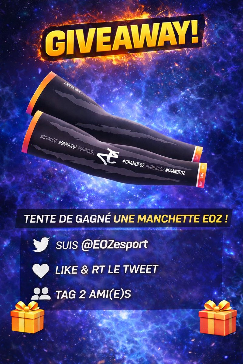 🎁 GIVEAWAY 🎁

Tente de gagner une manchette EOZ ! 💥

Conditions :
❤️ • Follow <a href="/EOZesport/">EOZ E-SPORT</a>
♻️ • Like &amp; RT
👥 • Mentionne 2 ami(e)s en commentaire

T.A.S. le 22/03 🍀

#EOZWIN 🖤💛