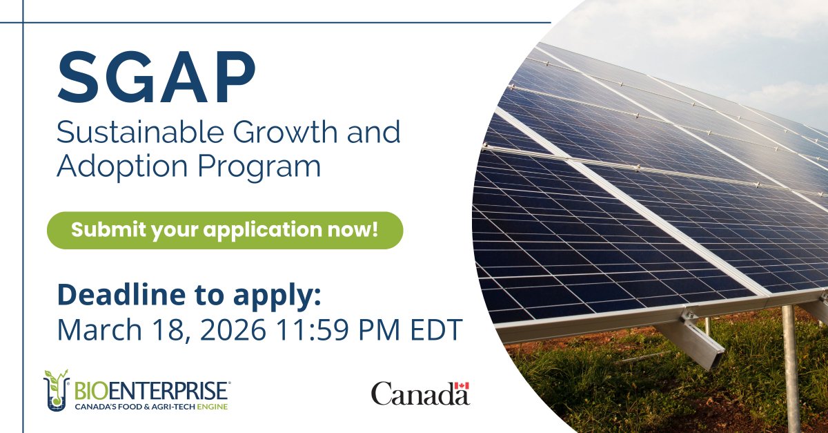 BioenterpriseCA's tweet photo. 🚨 2 weeks left! Apply to #SGAP with your clean tech and process adoption projects for funding up to $100K. We want to support your work! Email submissions@bioenterprise.ca for feedback. Funded by #GC through @FedDevOntario. Apply here: https://t.co/sXltnWx37X https://t.co/sq3MDchtNj