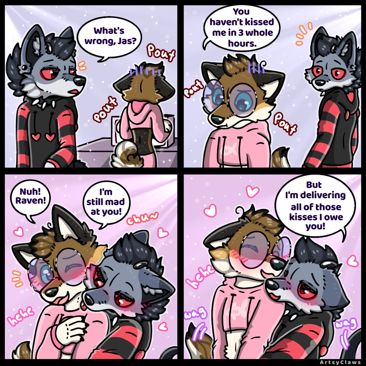 He tried so hard to be mad 🦊🐺🩷