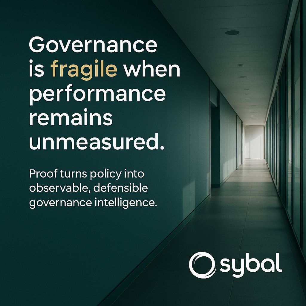 Governance becomes fragile when it cannot be measured.
Sybal’s Proof of Governance® turns policy into enforceability analysis, performance scoring, and anomaly detection—giving leaders real-time governance intelligence, not assumptions.
Evidence, not intent, sustains trust.
Le...