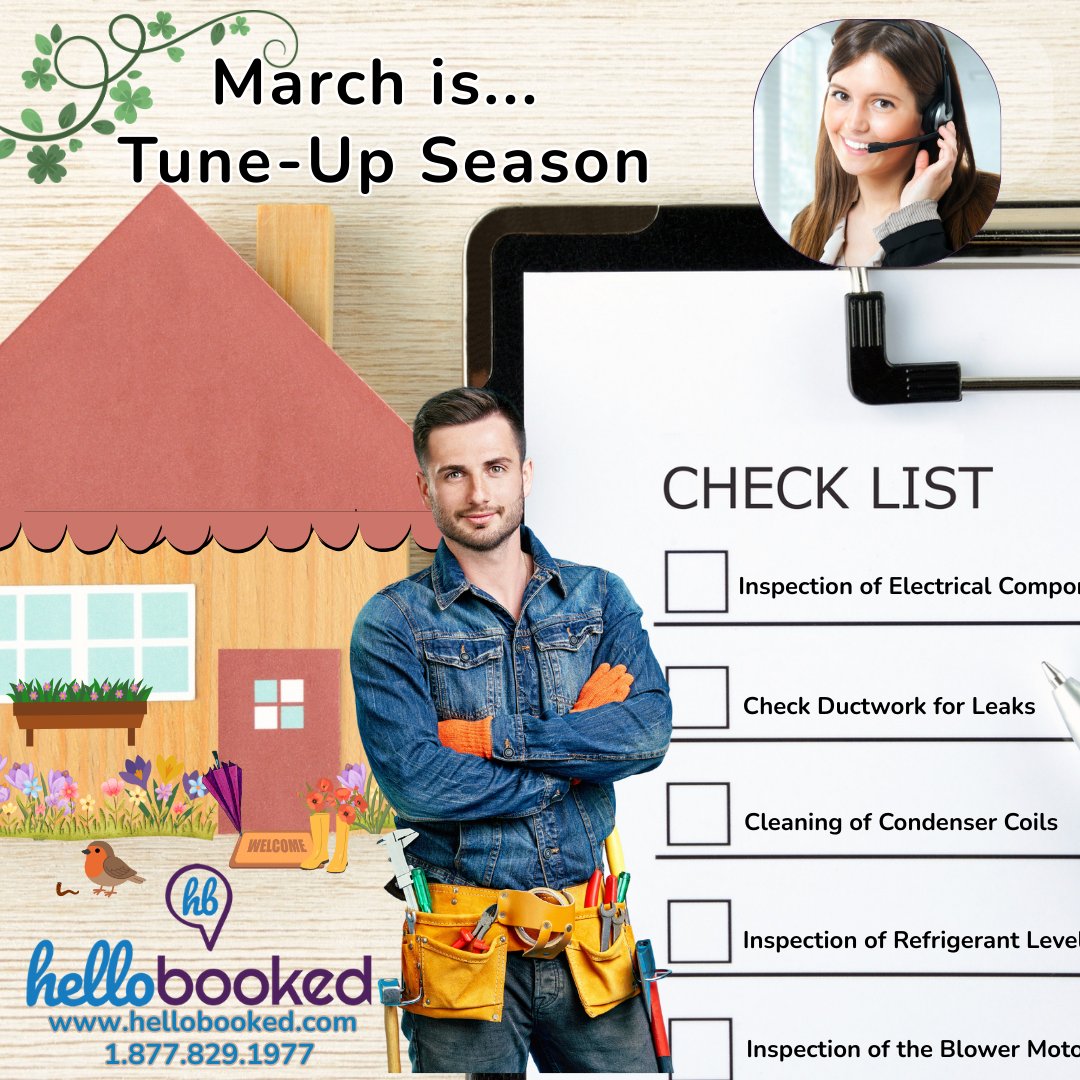 hellobookednow's tweet photo. March is tune up season.

The companies that answer now get the calls all summer.

If your phones are already ringing nonstop, HelloBooked can help you stay covered and keep your schedule full.

Call or visit us today!
1.877.829.1977
https://t.co/KoiGudn6U8 https://t.co/pe9unn5ohX