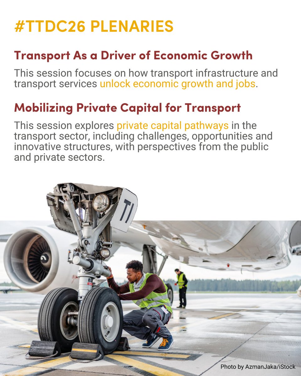 WRIRossCities's tweet photo. As the 🌍 navigates a complex landscape shaped by economic shifts &amp; the rise of AI, transport can create jobs &amp; build resilience.

Join global experts in discussing transport's foundational role in delivering essential public goods at #TTDC26 next week ➡️ https://t.co/smjt5qIySC https://t.co/j29i5bQNiL