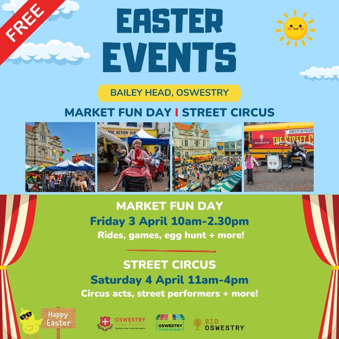 OswestryTC's tweet image. Easter weekend fun coming up

Hop along for egg-citing activities, games, entertainment, laughter and sweet treats - all completely free!

#oswestry #whatson #easter #halfterm #familyfun #market #loveoswestry #oneoswestry #visitoswestry #happyeaster 🐇🐣🍫🍬🥰