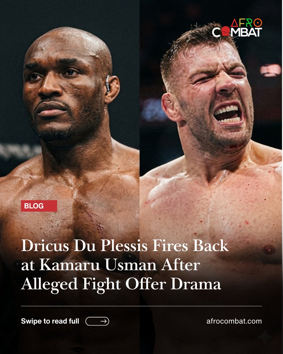 afro_combat's tweet photo. Stillknocks fires back. 🗣️⚔️ DDP shuts down Kamaru Usman’s latest claims about their phantom fight. Get the full scoop at the link in bio!
#DricusDuPlessis #KamaruUsman #UFC #MMA #FightDrama #Stillknocks https://t.co/m8KNHMwxf9