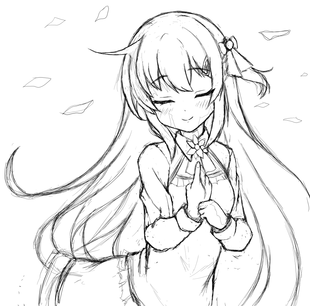 春のイラストを描こうと思い
ラフを描きました(^^ゞ
春風になびく髪が描きたいがために
髪が長くなってしまいました(^^;)
まぁ、雰囲気って大事だから…