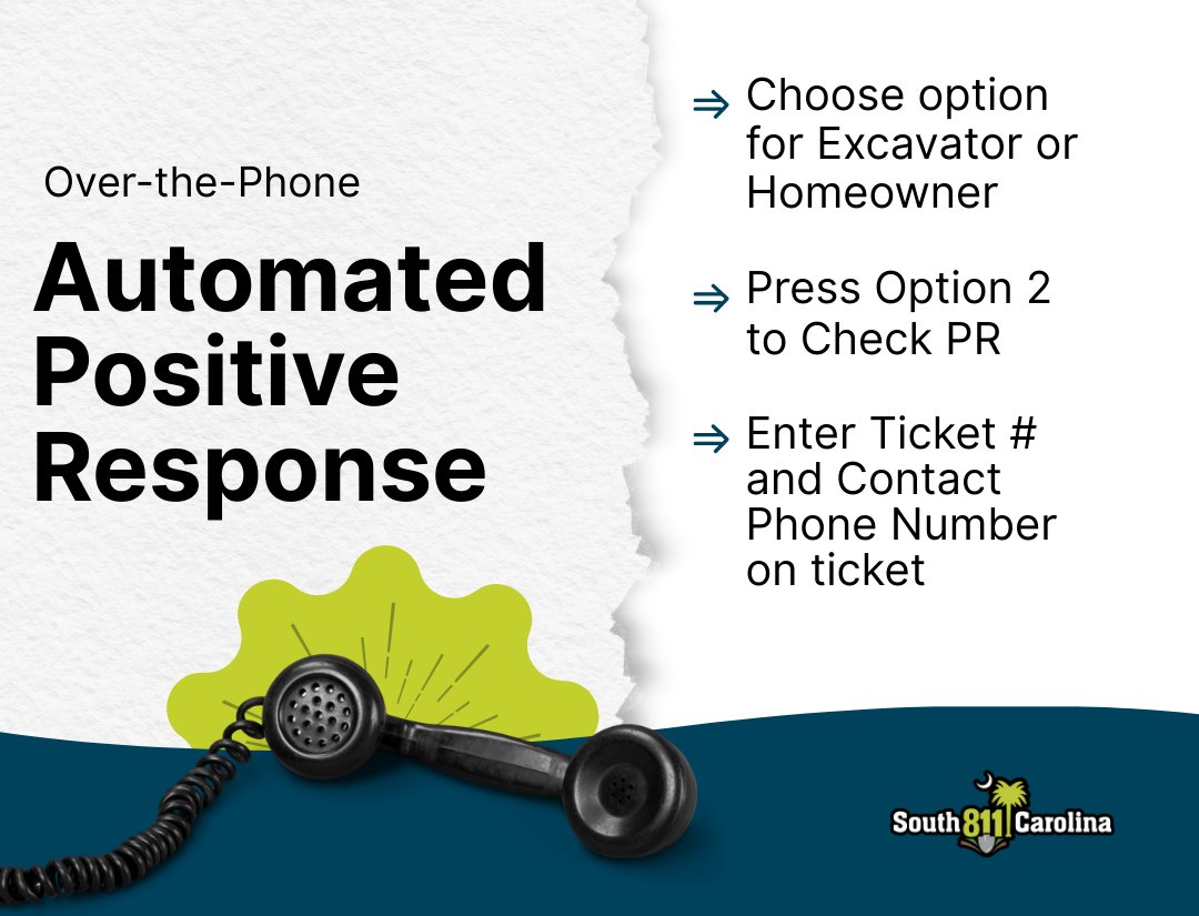 sc_811's tweet image. Checking your Positive Response is just a phone call away. Dial 8️⃣1️⃣1️⃣and follow the automated prompts. ☎️

#PositiveResponse #UtilitySafety #811 #Safety #BeforeYouDig