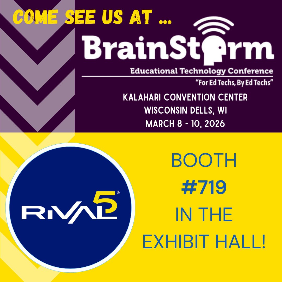 rival5tech's tweet photo. Attending the Brainstorm conference in the Dells this coming weekend? We'll be there! Stop by our booth during the dedicated vendor fair on Monday night - center row #719! https://t.co/dZc6k9441u