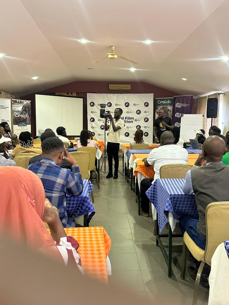 NABUKENYAB58730's tweet photo. Cameras on, minds open, Day 3 of Eastern Region Film Competitions fires up at Soroti Hotel Amanya Leonard unpacks creative ecosystems, spotlights the Content Fund, and pushes movie branding as the game-changer for rising filmmakers. #UCCFilmComp2026 #CreateUganda #GoldenPosts https://t.co/EUTd1jGaZV