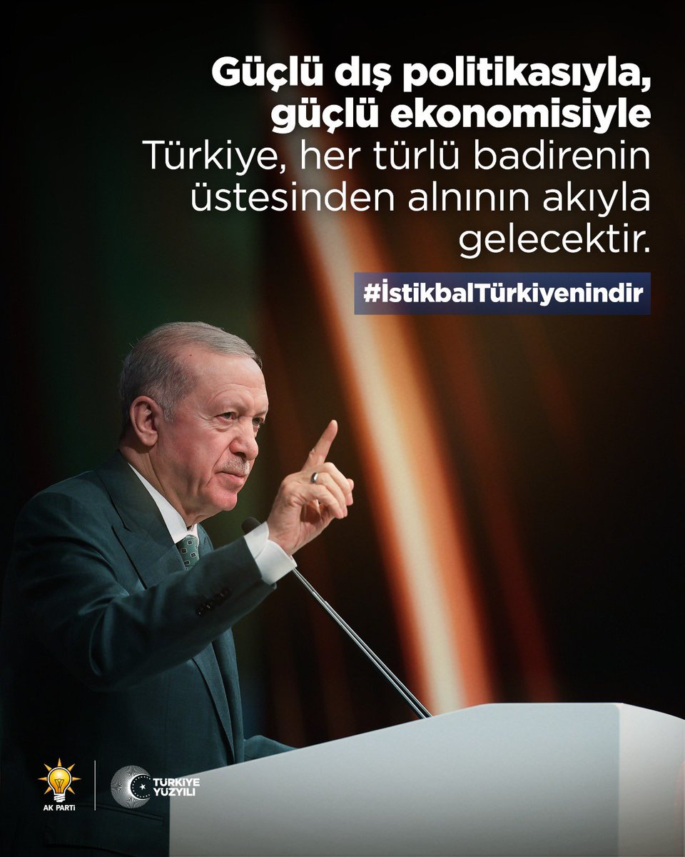 Büyük Lider Güçlü Türkiye🇹🇷

Bölgemizde yaşanan gelişmeler karşısında, güçlü dış politikası, derinlikli demokrasisi ve sağlam ekonomisiyle Türkiye yoluna kararlılıkla devam etmektedir. 

Cumhurbaşkanımız Sn. Recep Tayyip Erdoğan’ın liderliğinde ülkemiz, her türlü badirenin