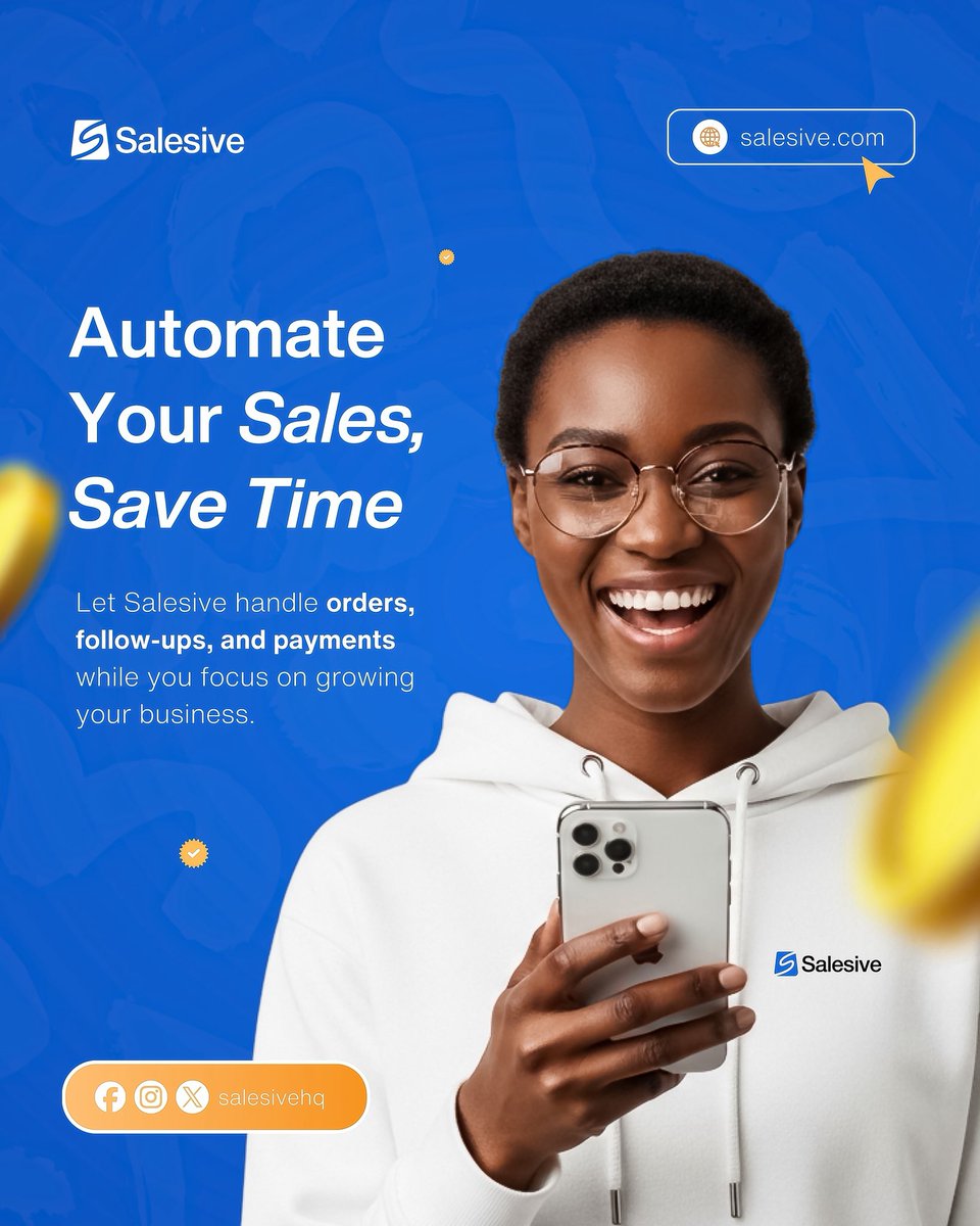 salesivehq's tweet photo. Automate your sales. Save time. 🚀

Let Salesive handle your orders, follow-ups, and payments — while you focus on growing your business.

Work smarter. Scale faster.

👉 https://t.co/jySyjjSx09

#Salesive #Automation #StartupNigeria #SellSmart #TechNigeria https://t.co/DmvKBUqSzq