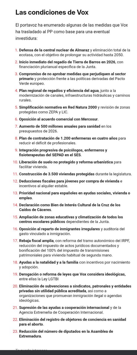 Capitana_espana's tweet photo. Que no te engañen los medios peperos con sus titulares. Aquí las condiciones de VOX para investir a Guardiola. 

Puro sentido común. https://t.co/gt6PEaF0Cf