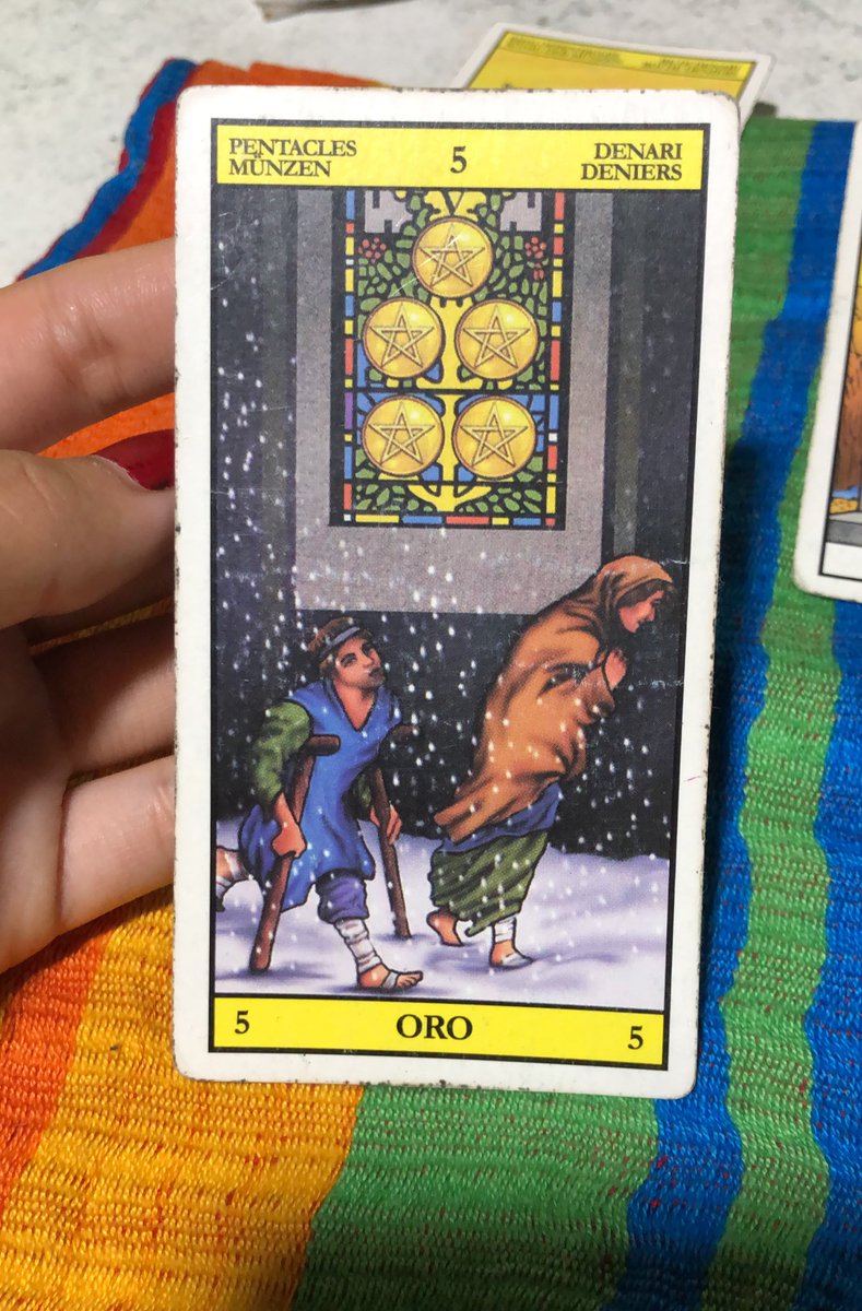cuando evolucionas en el tarot te deja de dar miedo la torre y te empieza a dar miedo el 5 de oros