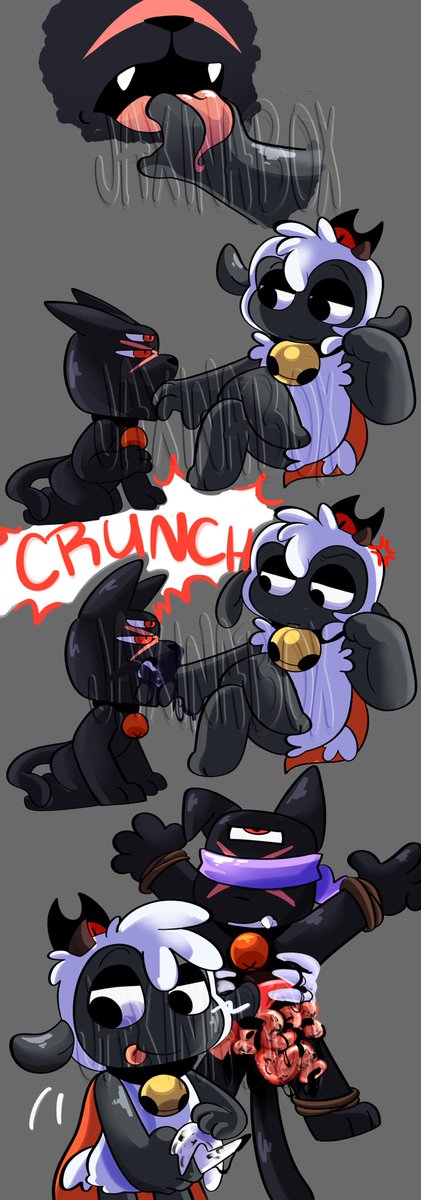 Jaxxeinabox's tweet photo. From an ask on tumblr, spoilered for cartoon gore 
#cultofthelambfanart #CultoftheLamb #fancomic https://t.co/eNm1NZUsBV