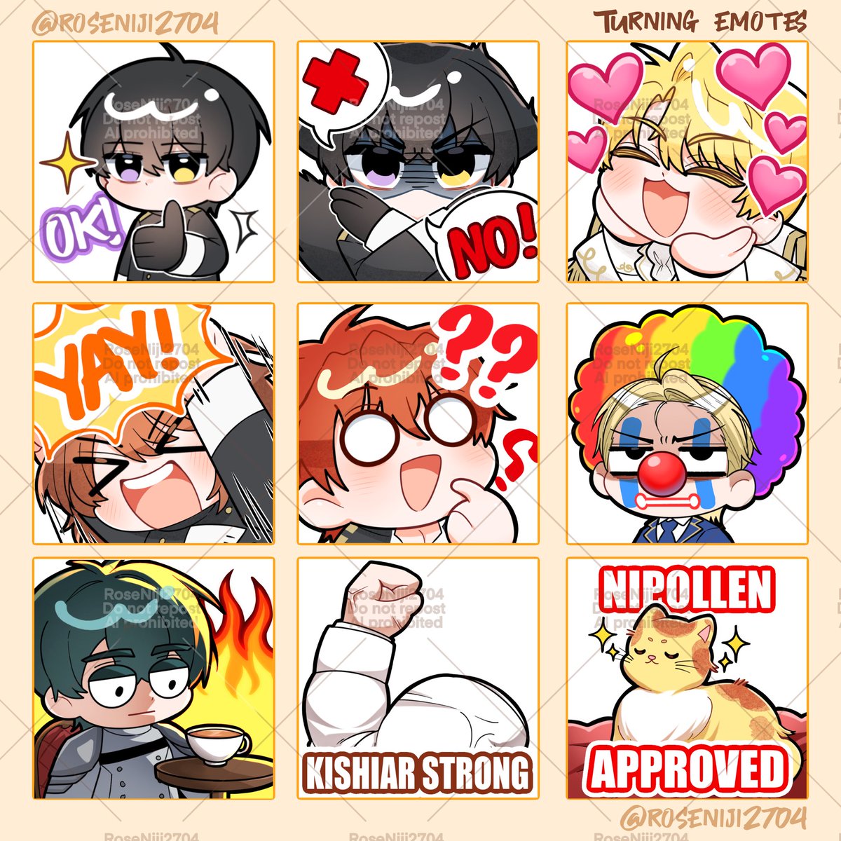 RoseNiji2704's tweet photo. Made new emotes for the 2 events I’m hosting 🤣 

Including old emotes~ ⬇️
#터닝 #turning https://t.co/52QPcevhSq