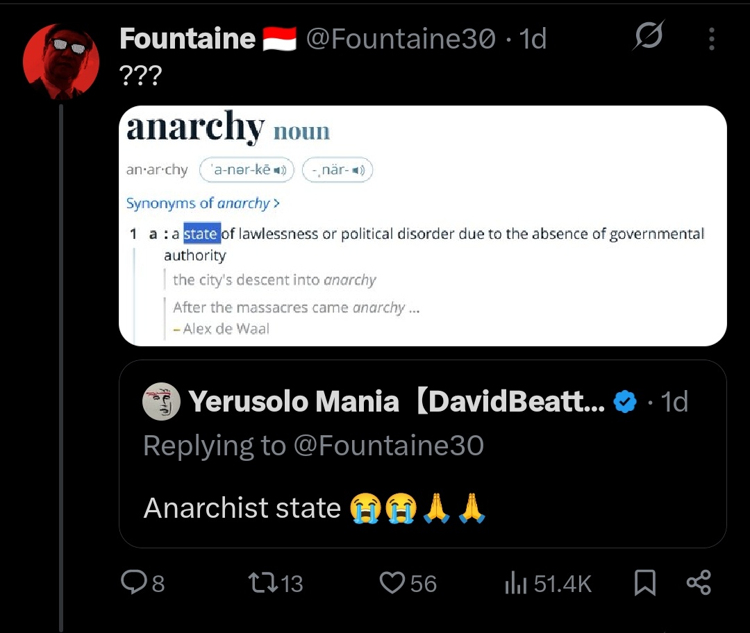 404marunotfound's tweet photo. @03056c gue ngerti poin yg pertama, tapi gue galiat kalo dia nge-artiin STATE di anarchy itu "negara" wajar mas puasa ceroboh dikit😋 https://t.co/8nvXRHbYYu