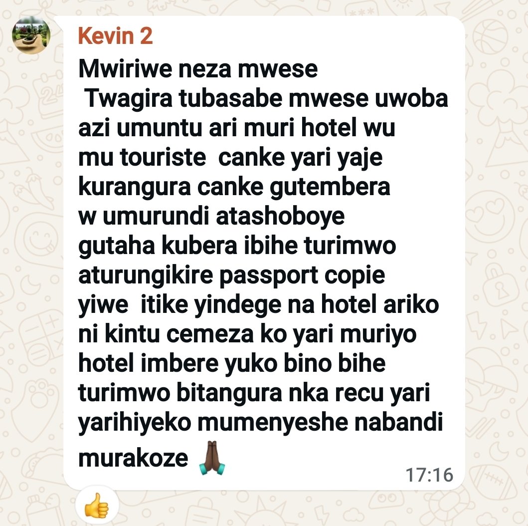 Abafise ababo bari DUBAI muri visit canke kurangura iri tangazo n'iryanyu. Rivuye mu buserukizi bw'abarundi i Dubai.
●KEVIN President wa Diaspora à  Dubai