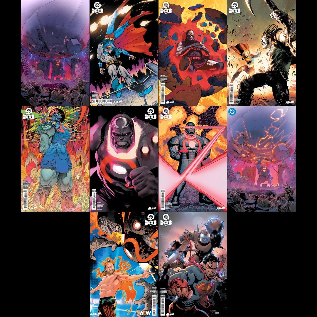 King Omega is crowned in DC K.O. #5.  This climactic final DC K.O. issue from me, <a href="/Ssnyder1835/">Scott Snyder</a>, <a href="/javierfdezart/">Javier Fernandez</a>, <a href="/Xermanico/">Xermánico</a>, <a href="/WesCraigComics/">Wes Craig</a> and Alejandro Sánchez is out NOW. Go pick up these covers at your comic store TODAY!
