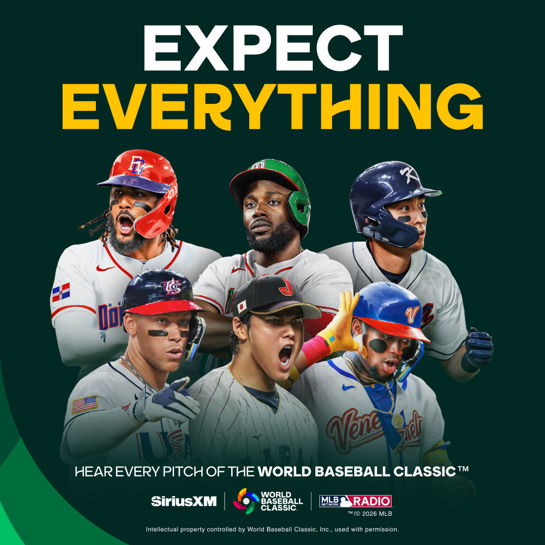 🌎⚾ 
Hear every pitch of the 2026 World Baseball Classic on SiriusXM — including exclusive radio broadcasts of all Pool B, including Team USA, games from Houston and the Semi-Finals &amp; Finals from Miami.

🎧 Listen live on the SiriusXM and the SiriusXM app
#WorldBaseballClassic