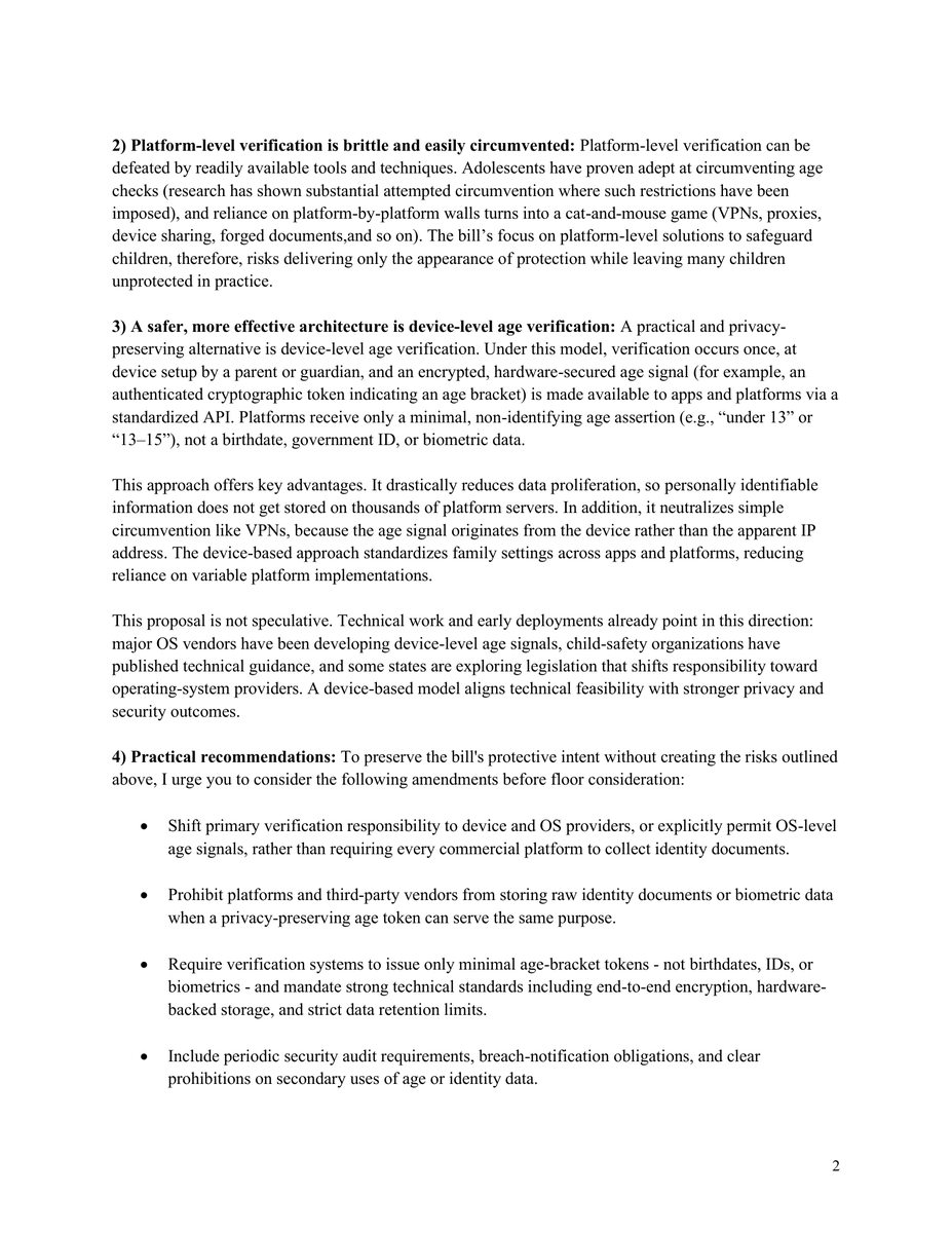 hinduja's tweet photo. Parents are already drowning in hundreds of app-by-app safety settings. The SCREEN Act would recreate that mess, and also scatter kids’ sensitive data across honeypots. We need device-level age verification instead. My letter explains why.  @HouseCommerce  @EnergyCommerce https://t.co/0h4aOfGcSw