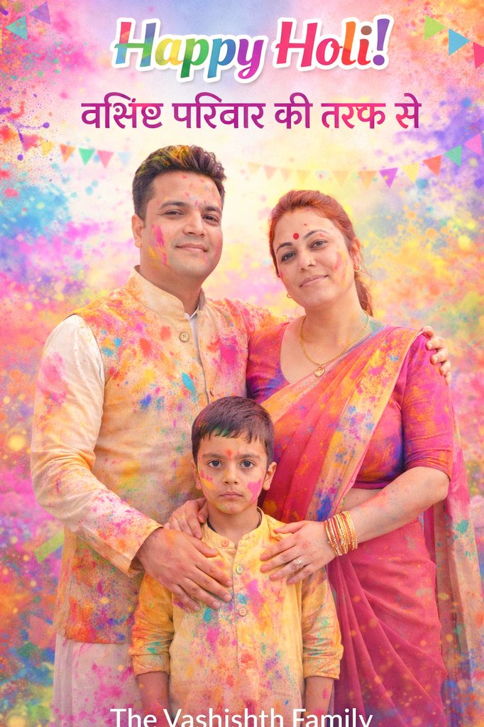 AmrishDhiman4's tweet photo. 🌸🎨 वशिष्ठ(धीमान)परिवार की तरफ से आपको होली की हार्दिक शुभकामनाएं 🎨🌸
रंगों का यह पावन पर्व आपके जीवन में खुशियों के नए रंग भरे,
आपके घर में सुख, शांति और समृद्धि लाए।
रिश्तों में प्यार बढ़े और हर मनमुटाव दूर हो जाए।
ईश्वर से प्रार्थना है कि आप सफल, स्वस्थ् ओर दीर्घायु हो। https://t.co/qm8y6XyFnT