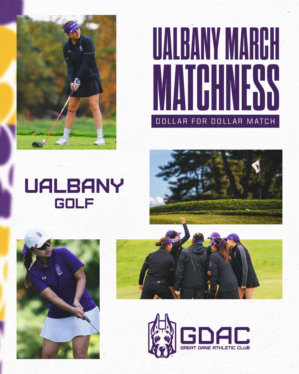 Double the impact, half the effort. ⛳️

It’s March Matchness at UAlbany! Every donation to Women’s Golf is being matched right now - help our team and our student-athletes in everything we do on and off the course!

➡️ tinyurl.com/8t4aabhp

#UAUKNOW