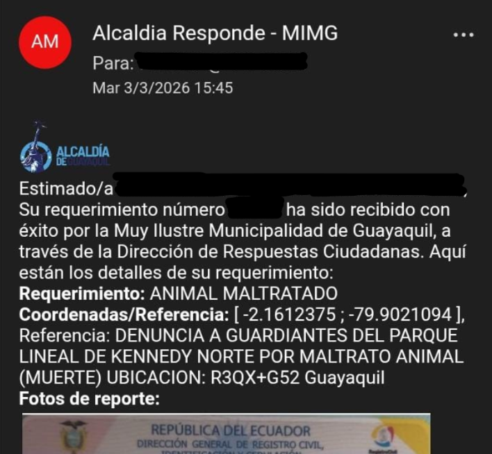 Nos piden que compartamos esta DENUNCIA FALSA, creada con datos de usuaria que denunció ser contactada por <a href="/alcaldiagye/">Muy Ilustre Municipalidad de Guayaquil</a> por teléfono personal para solicitarle su dirección. <a href="/taticoronelf/">TatianaCoronel</a> <a href="/181Responde/">181 Responde</a> quién responde por esta irregularidad? <a href="/segura_ep/">Segura EP - C5GYE</a> <a href="/FiscaliaEcuador/">Fiscalía Ecuador</a> <a href="/JohnReimberg/">John Reimberg</a>