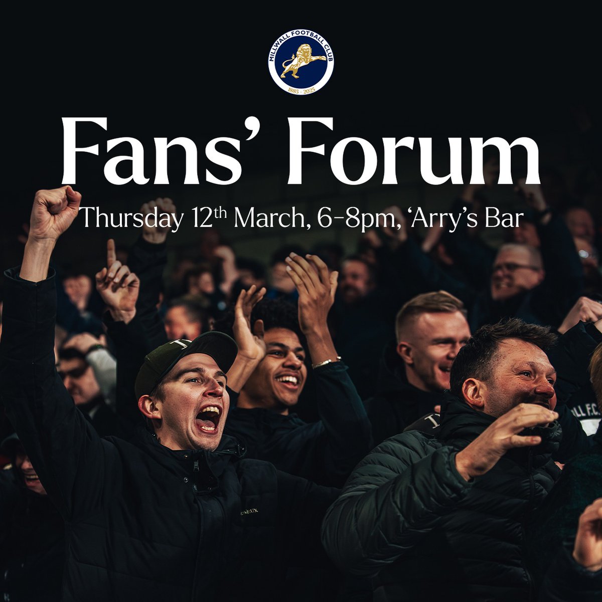 MillwallFC's tweet photo. 🗣 Come and have your say...

🏟 Millwall's Fans' Forum takes place next week!