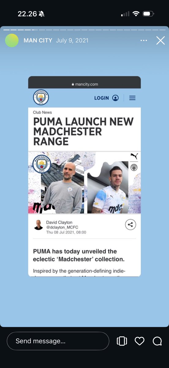 arsenatasyas's tweet photo. temenku keren banget btw. dia ngefans sama Manchester City &amp; hobi gambar (orang Indo ya). dia iseng ikut kompetisi design logo Puma, terus menang dan akhirnya doi intern di Puma Jerman. dia ngerjain buat design merch Man City yang dipake sama Pep, interview Neymar, dll 😭🙏🏻 https://t.co/HjfiekeLN3