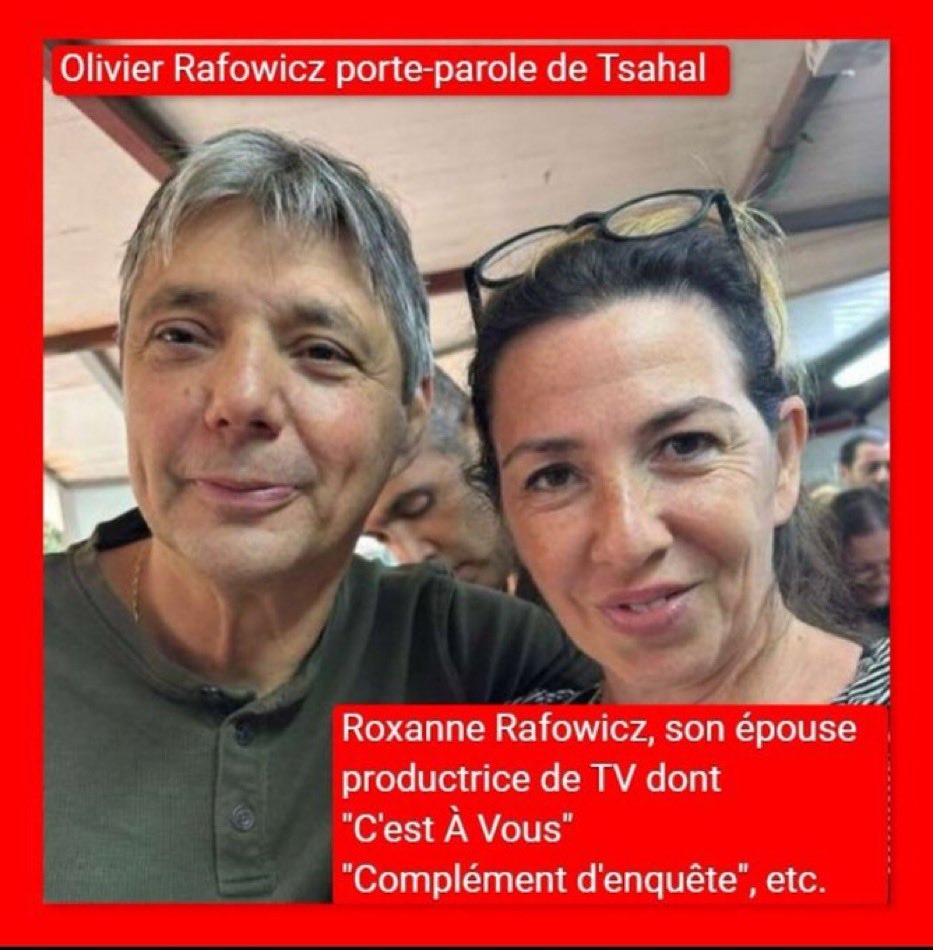 🇫🇷🤫🇮🇱 Ils sont pas mignons ?
Olivier et Roxane, ces enfants terribles du système et surtout du « couple influenceur » de Tsahal : 
le mari, de l’extérieur (porte-parole francophone de l’armée israélienne) et la femme, de l’intérieur (productrice émissions télévion du service
