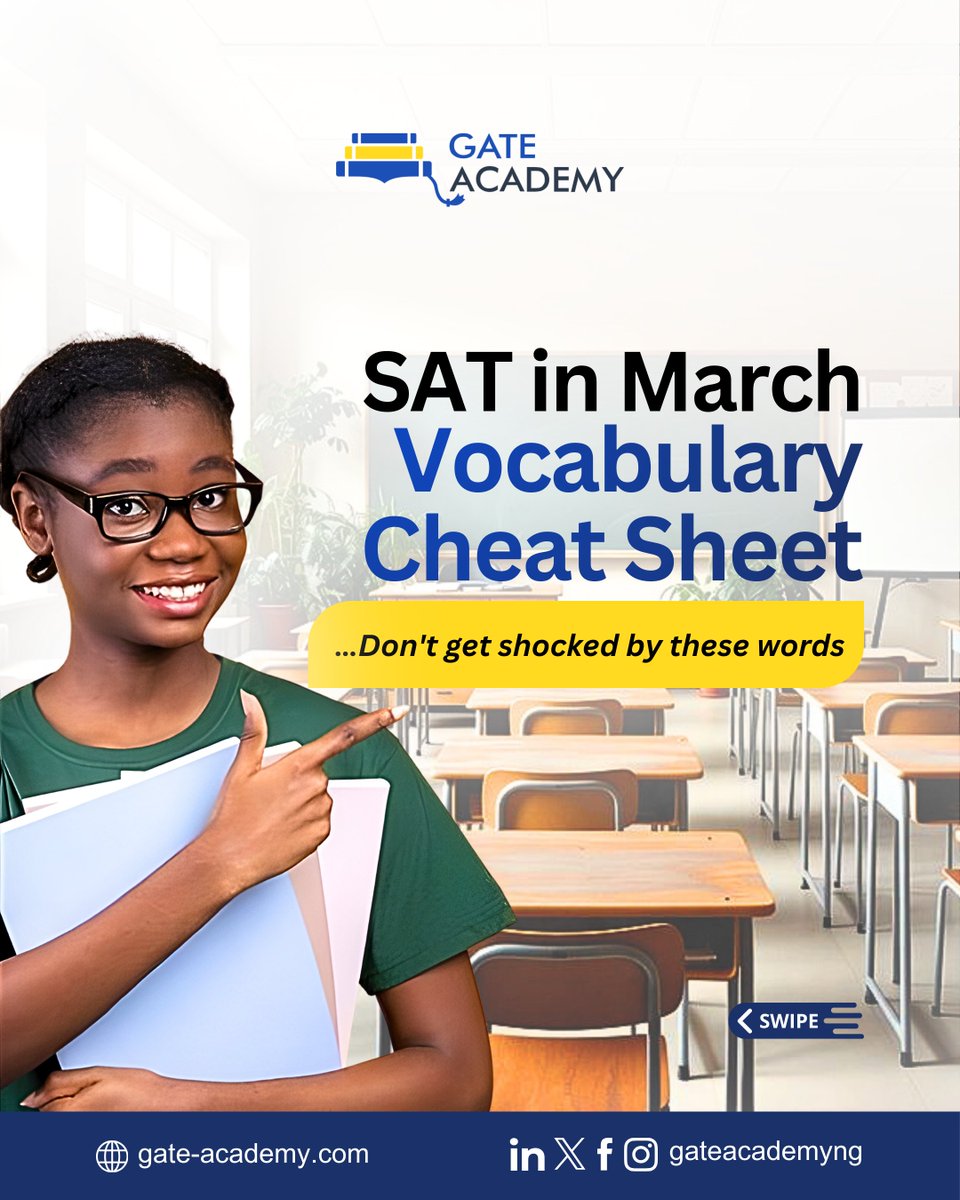 gateacademyng's tweet photo. Aiming for 700+ in your SAT English? Then you need more than just memorised definitions.

You must learn to:
✔ Understand tone
✔ Use context clues and…
✔ Break words down (prefix, root, suffix)

Save this for later. https://t.co/B6VxJnBmvH