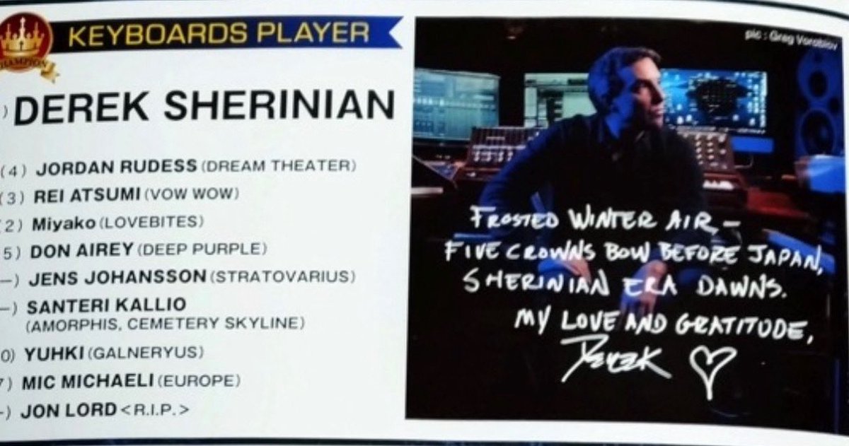 DerekSherinian's tweet photo. Five wins in 6 years 2020, 2022, 2023, 2024, and 2025 🏆🏆🏆🏆🏆❤️🙏🇯🇵 @BURRN_   @burrnonline https://t.co/QzdjsIpBbT