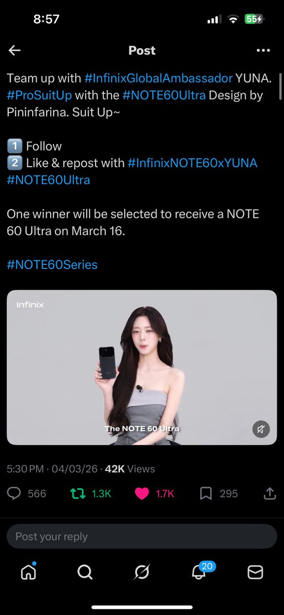 SashankRai07's tweet photo. @Infinix_Mobile And can we talk about YUNA for a second? 🤍 
As #InfinixGlobalAmbassador, she brings such elegance and confidence to the #ProSuitUp energy. It just fits her perfectly.

Fingers crossed 🤞🏻🤞🏻 really hoping to win this beauty!

#InfinixNOTE60xYUNA #NOTE60U https://t.co/RWnCpojrMk