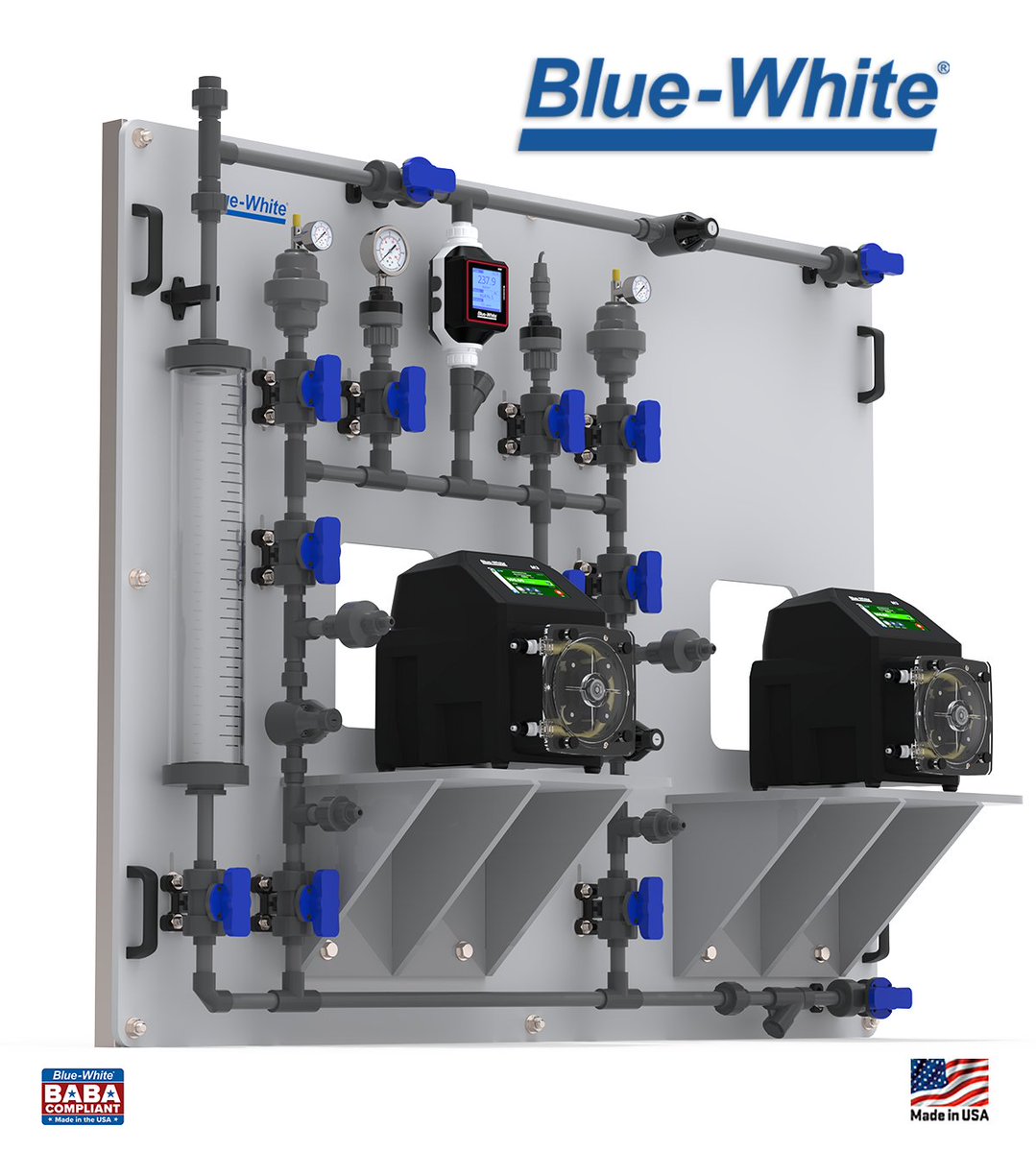 BlueWhiteInd's tweet image. Want a Complete #ChemicalMetering System but Floor Space is Limited? CHEM-FEED® Pre-fab Wall Mount Metering Systems are a fully equipped &amp;amp; fully assembled alternative to floor models. Custom work available. More: bit.ly/3sGLH7a #processwater #water #wastewater #baba