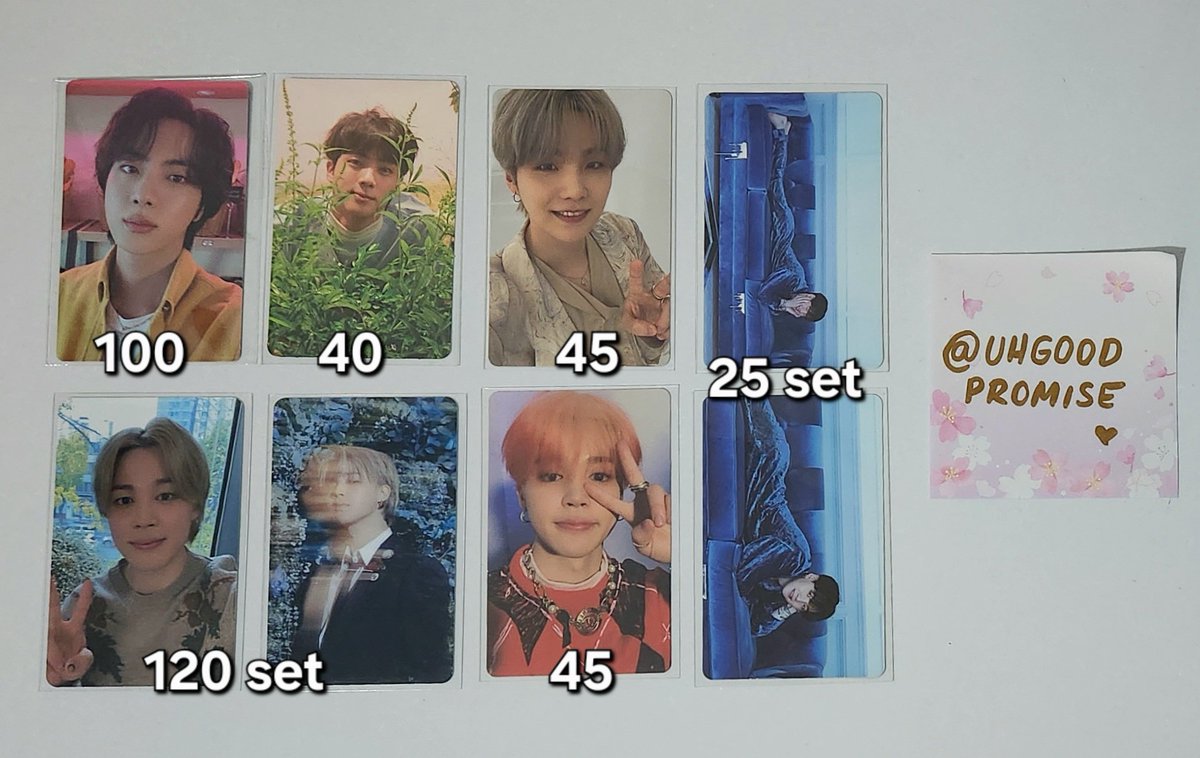 🪻 BTS VENDA VENDO

♡ photocards diversos - rm namjoon jin seokjin suga yoongi jimin 

valores nas fotos // itens sem valor 40 cada
+ frete a calcular pelo superfrete

. envio em até 2 semanas
. tenho 170+ feedbacks positivos

#uhgoodsale