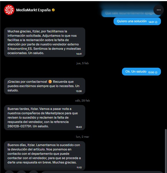 pedroche_itziar's tweet photo. @MediaMarkt_es Esta es vuestra gestión. Así desde el 17 de enero. https://t.co/xFoKegce4O