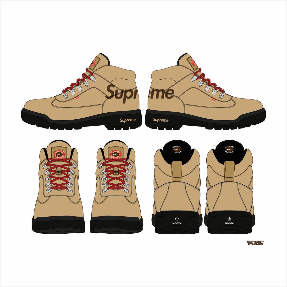 u3mxn's tweet photo. Hiking Boot Concept for supreme x Nike &amp; Nocta https://t.co/yYZ1M4cXAl