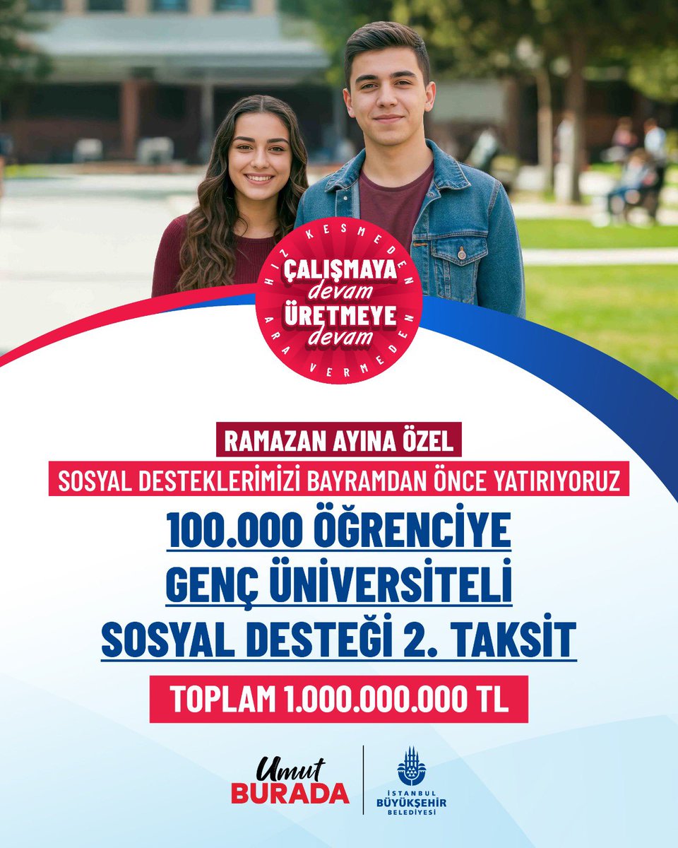 Gençlerimizin her zaman yanındayız. 

Genç Üniversiteli Sosyal Destek Programımızın ikinci taksidini bugün yatırmaya başladık. 

Umut gençlerimizde, umut burada!