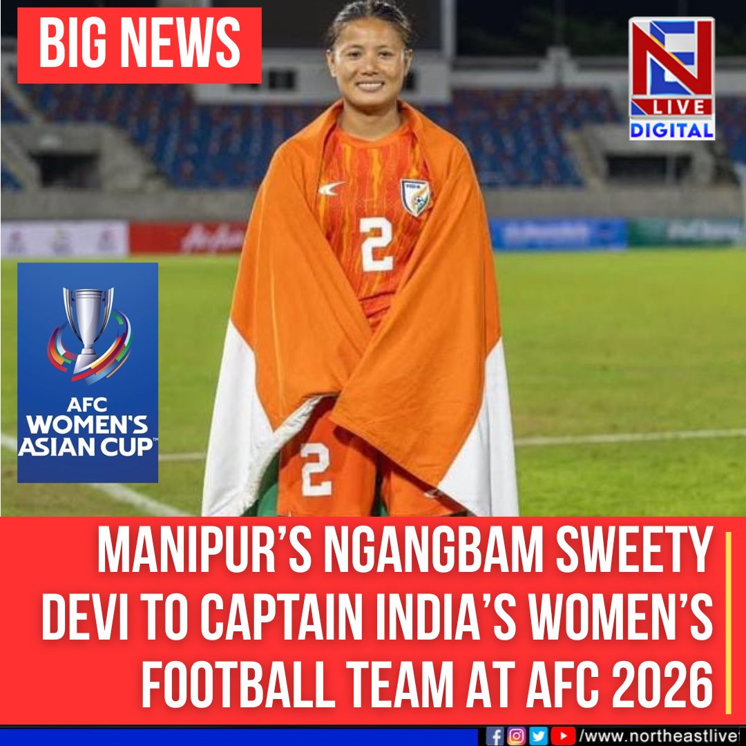NELiveTV's tweet photo. #AFC2026 #TeamIndia #NgangbamSweetyDevi #leadingfromthefront #northeastlive #Manipur
@YKhemchandSingh https://t.co/8WYCS0HMCU