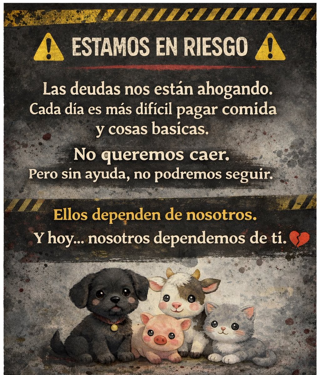 Es la realidad que estamos viviendo.

Las deudas siguen creciendo y los ingresos no alcanzan. Estamos haciendo todo lo posible por sostener este refugio, pero ya no depende solo de nosotros.

Aquí hay vidas que comen todos los días.
Que necesitan atención.
Que no entienden de