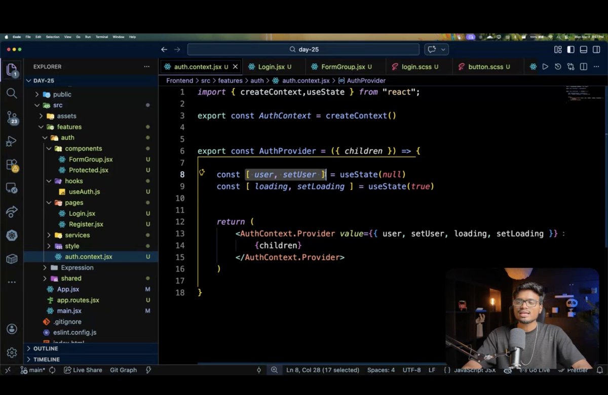devHamza03's tweet photo. 📅 Day 119 of Cohort 2.0 | @sheryians_

Implemented authorization in our Moodify app using the 4 layer frontend architecture.

Great session as @ankurdotio bhaiya rewrote the code from scratch, which helped clear many doubts and strengthened understanding. 

#Day119 #React https://t.co/QrKRRjci8C