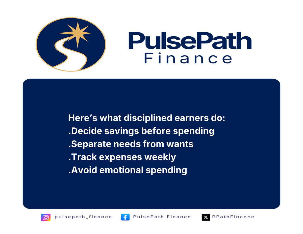 PPathFinance's tweet image. Don’t let excitement destroy your income.

Salary is a tool. Use it intentionally.
What percentage are you saving this month?
#SalaryStructure #MoneyTalk 
#PulsePath